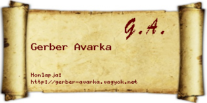 Gerber Avarka névjegykártya